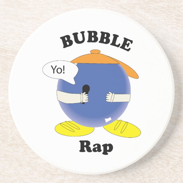 Bubble Rap Funny Pun Character Cartoon Design Coaster (Front)