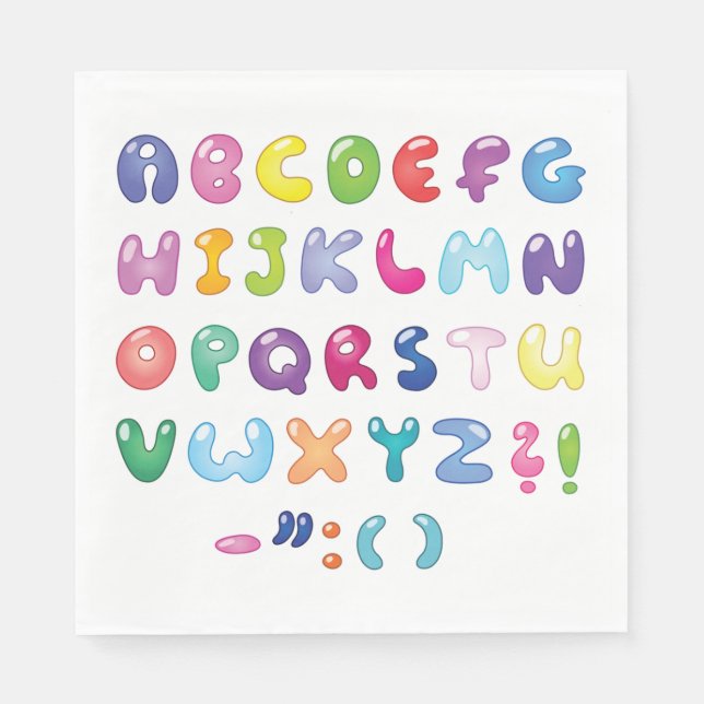 Bubble Shaped Alphabet Napkin (Front)