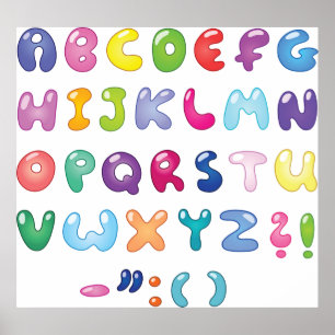 Bubble Shaped Alphabet Poster