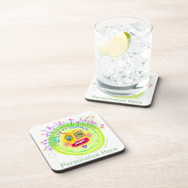 Bubble Smile Meemogie Emoji Art Coaster (Right Side)