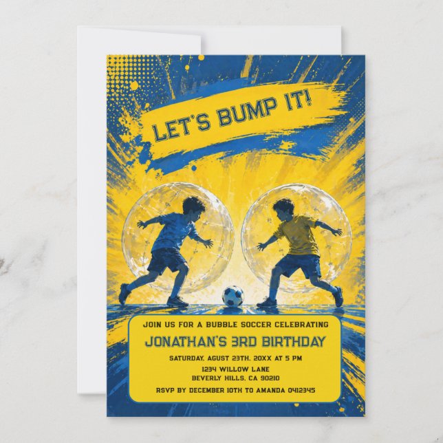 Bubble Soccer Birthday Bash Knocker Ball Boy Party Invitation (Front)