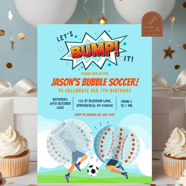 Bubble Soccer Kids Birthday Boy Invitation (Creator Uploaded)