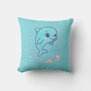 Bubble Splash Dolphin Cute Ocean Animal Custom Cushion