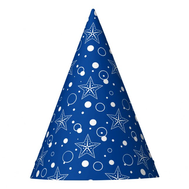 Bubble Stars Blue Party Hat (Front)