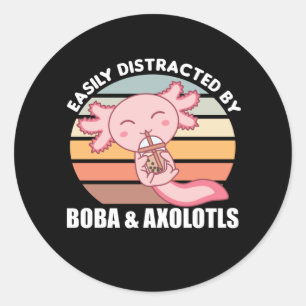 Bubble Tea Axolotl Chocolate Sweet Animals Boba Classic Round Sticker
