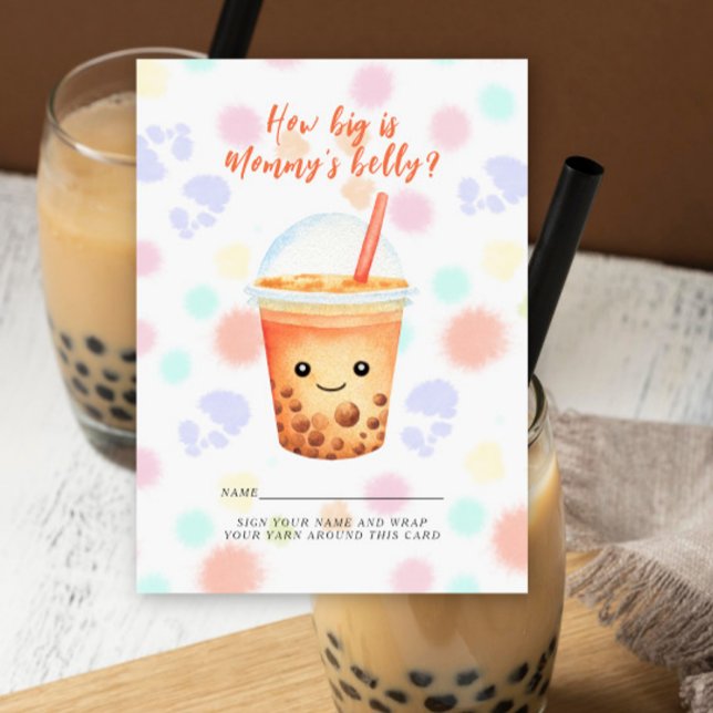 Bubble Tea Baby shower How big is mummy's belly  Enclosure Card (Creator Uploaded)