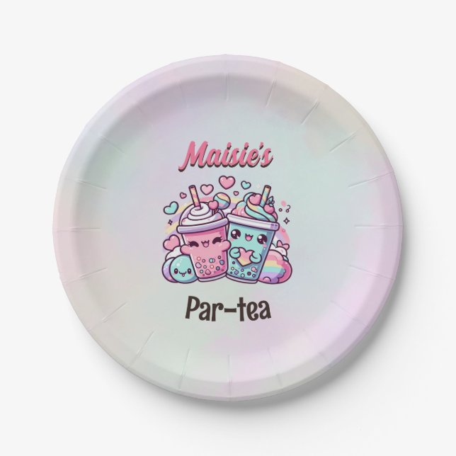 Bubble Tea Birthday Party Plate (Front)