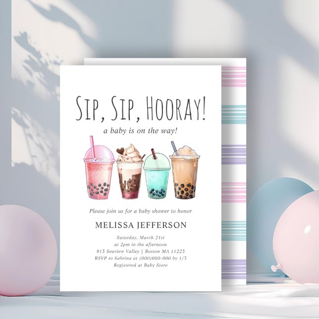 Bubble Tea Boba Baby Shower  Invitation (Creator Uploaded)