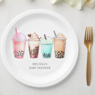 Bubble Tea Boba Baby Shower Paper Plate