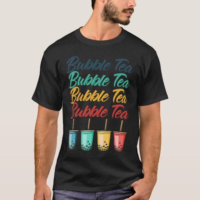 Bubble Tea Boba Black Tea Drink Beverage Cream Puf T-Shirt (Front)