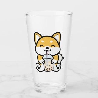 Bubble Tea Boba Corgi Glass