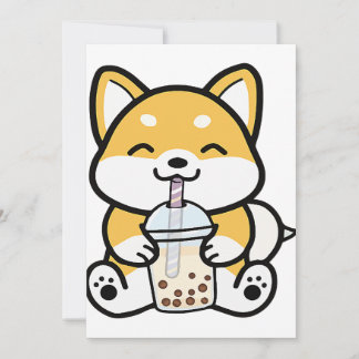 Bubble Tea Boba Corgi Invitation