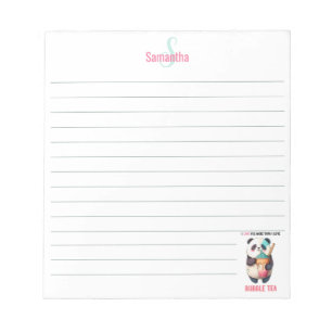 Bubble tea boba pearl tea panda personalised lined notepad