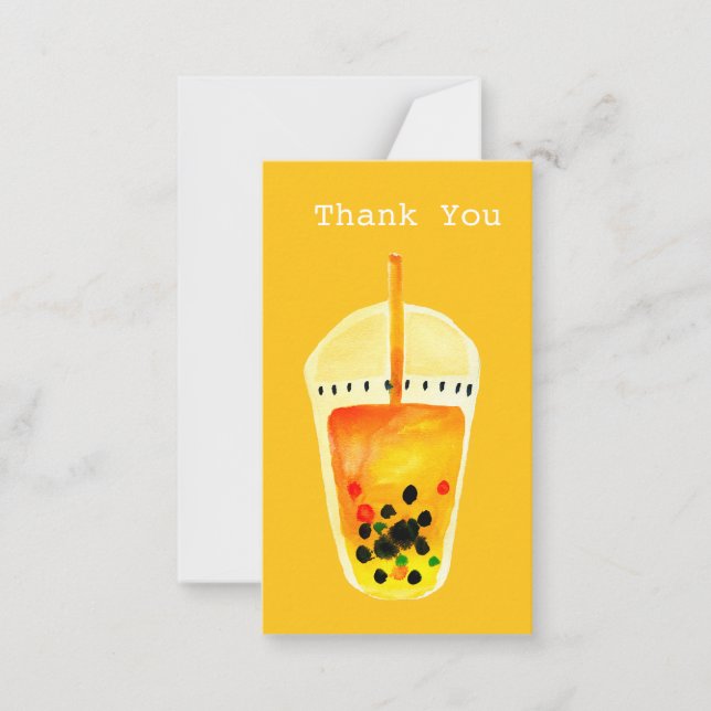 Bubble tea boba watercolor art card (Front)