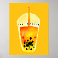Bubble tea boba watercolor art