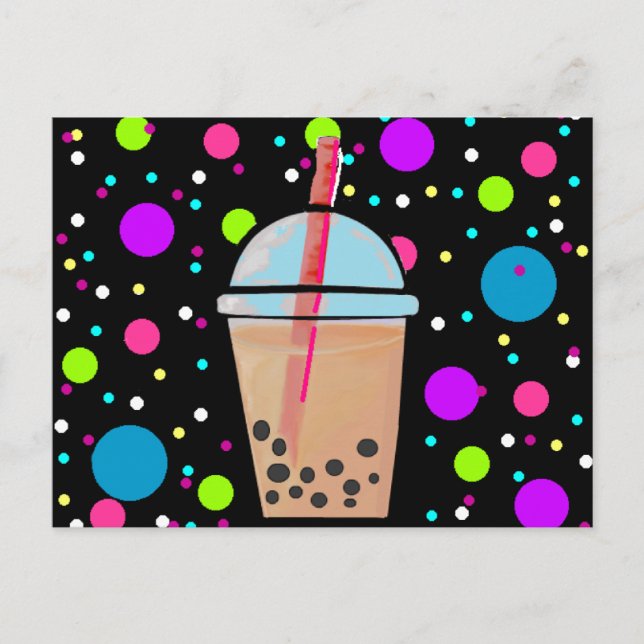 Bubble Tea - Bubble Background Postcard (Front)