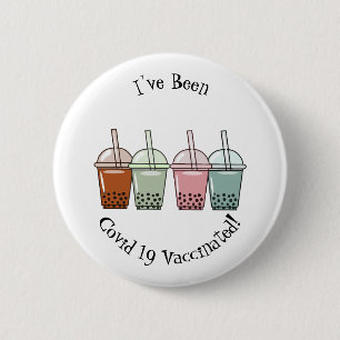 Bubble tea cartoon illustration 6 cm round badge