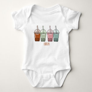 Bubble tea cartoon illustration baby bodysuit