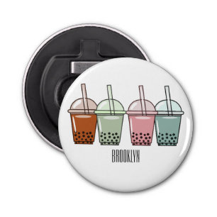 Bubble tea cartoon illustration  bottle opener