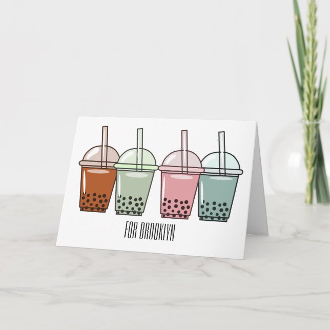 Bubble tea cartoon illustration  card (Front)