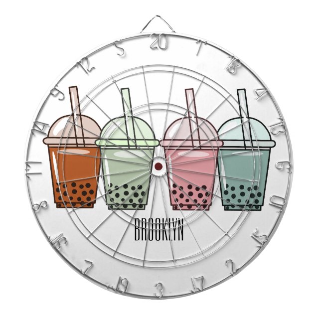 Bubble tea cartoon illustration dartboard (Front)