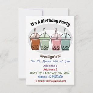 Bubble tea cartoon illustration invitation