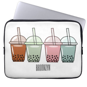 Bubble tea cartoon illustration  laptop sleeve