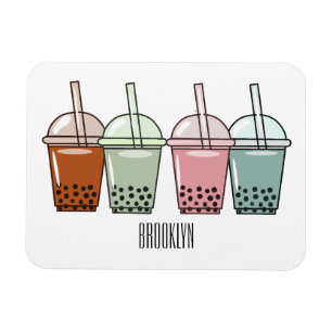 Bubble tea cartoon illustration magnet