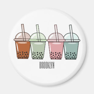 Bubble tea cartoon illustration magnet