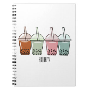 Bubble tea cartoon illustration  notebook