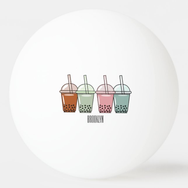 Bubble tea cartoon illustration ping pong ball (Front)