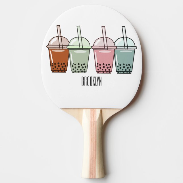 Bubble tea cartoon illustration  ping pong paddle (Front)