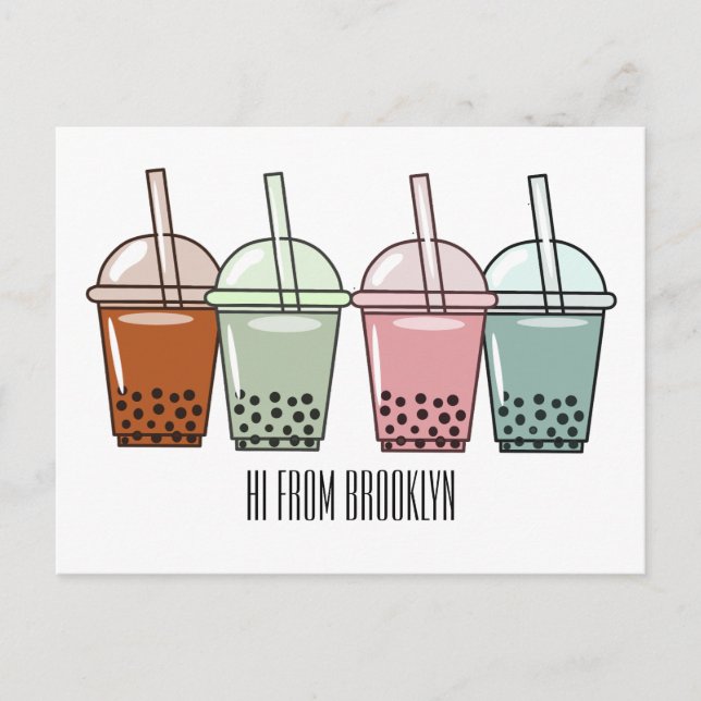 Bubble tea cartoon illustration  postcard (Front)