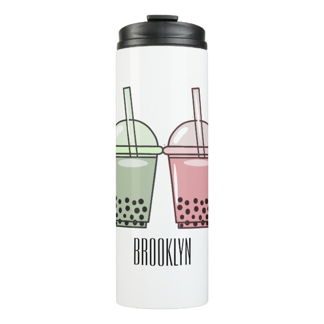 Bubble tea cartoon illustration  thermal tumbler (Front)