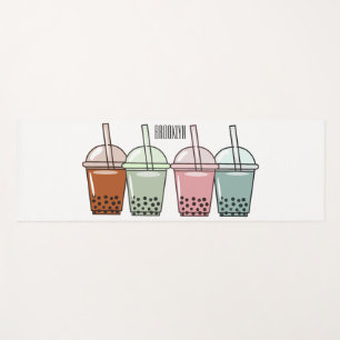 Bubble tea cartoon illustration  yoga mat