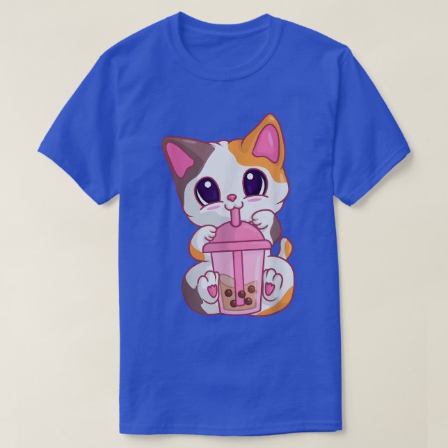 Bubble Tea Cat s For Women, Kawaii Meneki Neko Bob T-Shirt (Design Front)