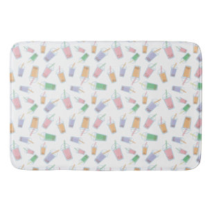 Bubble Tea Cute Boba Pattern Pastel Kawaii Bath Mat