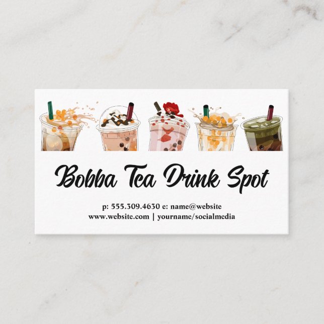 Bubble Tea Drinks Business Card (Front)