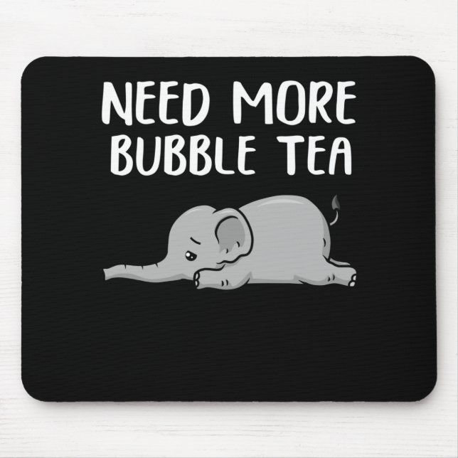 Bubble Tea Elephant Cute Boba Tea Gift Bubble Tea Mouse Pad (Front)