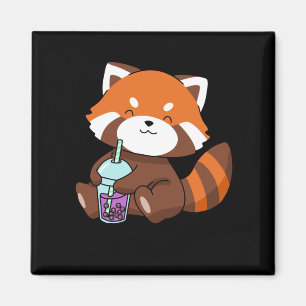 Bubble Tea Gift Girl Red Panda Boba Tea Bubble Tea Magnet