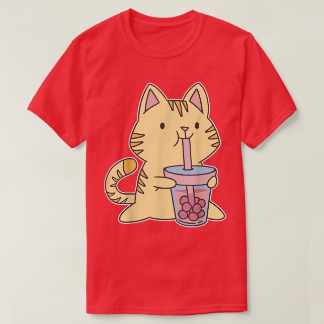 Bubble Tea Kitty Kawaii Boba Tea Cat Japan Sweet O T-Shirt (Design Front)
