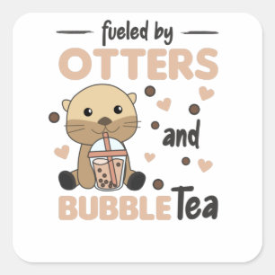 Bubble Tea Otter Chocolate Sweet Animals Boba Square Sticker