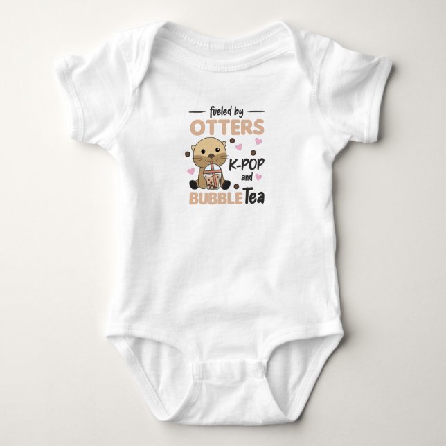 Bubble Tea Otter With Chocolate Cute Animals Baby Bodysuit (Front)