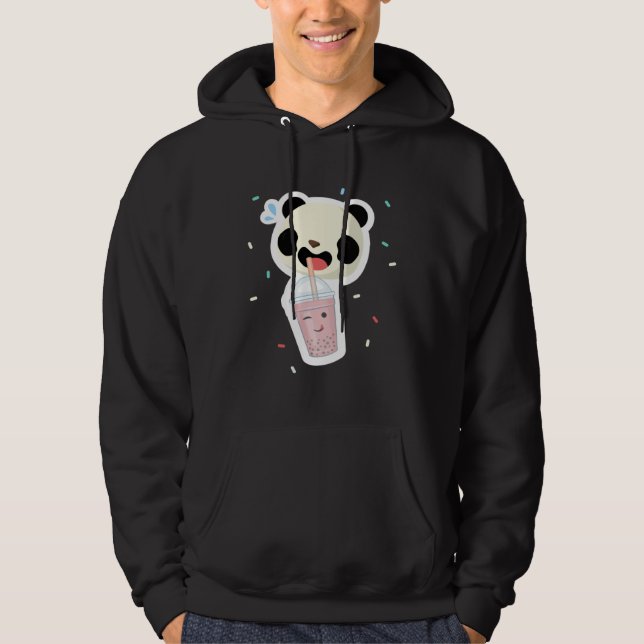Bubble Tea Panda Boba Tea  Cute Animal Ice Cream T Hoodie (Front)