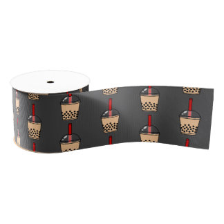Bubble Tea Pattern  Grosgrain Ribbon