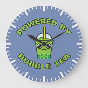 Bubble Tea, Powered By Bubble Tea - Cute Kawaii Large Clock