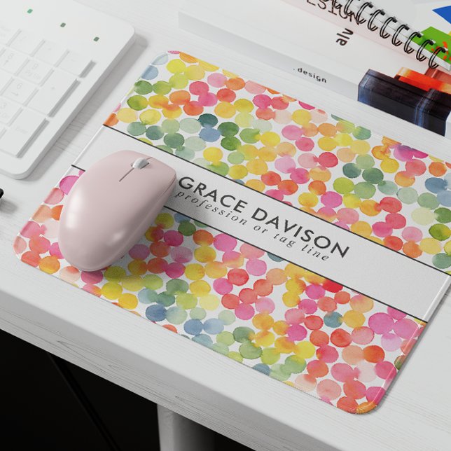 Bubble Tea Rainbow Pink Orange Green Cute Mouse Pad (Creator Uploaded)