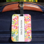 Bubble Tea Rainbow Pink Orange Green Luggage Tag<br><div class="desc">Brilliant and Bright, eye-catching and feminine watercolor circle themed LUGGAGE TAG featuring a pattern inspired by the delightful world of bubble tea, incorporating warm and vibrant colours of green, orange, pink, yellow, and blue The text can easily be customised with your name for the perfectly personalised gift or vacation accessory!...</div>