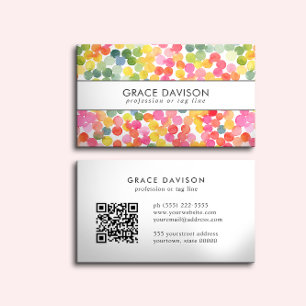 Bubble Tea Rainbow Pink Orange Green QR CODE Business Card