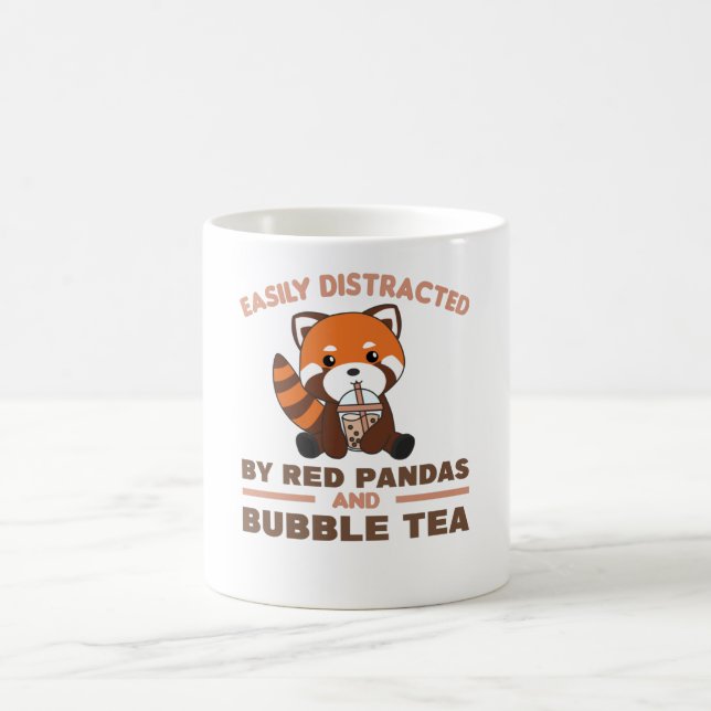 Bubble Tea Red Panda Chocolate Cute Animals Boba Coffee Mug (Center)